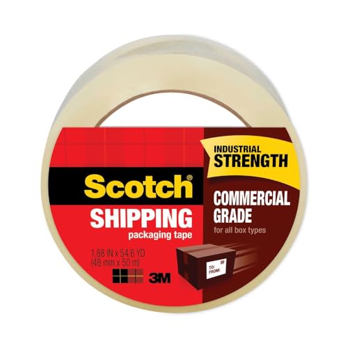 Scotch Commercial Grade Shipping Packaging Tape 3750-CS36ST, 1.88 in x 54.6 yd (48 mm x 50 m), Case Value Pack, 6 Packs per case