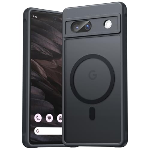 EASDNB für Google Pixel 7A Hülle für Magsafe Magnetisch Handyhülle für Pixel 7A Case Kameraschutz Stoßfeste Kratzfeste Durchscheinende Schutzhülle für Google 7A Schwarz