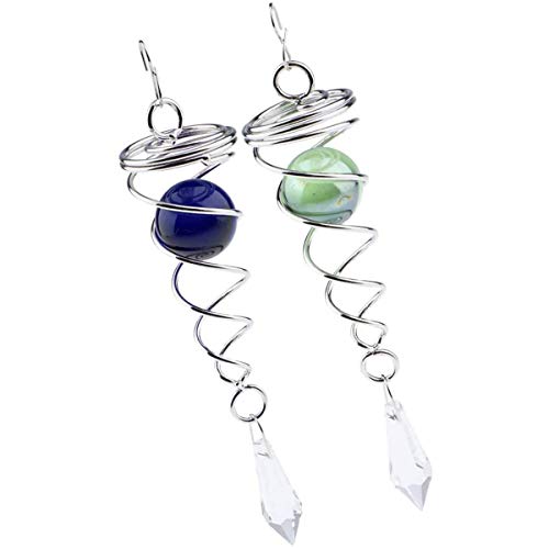 Gnimup 6 Inch Gazing Ball Stainless Steel Spiral Tail Decorative Wind Spinner, Stainless Steel Sun Catcher With Hanging Swivel Hook For Garden Decorations Outdoor Hanging (Blue) #TOP5