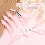 6 Pcs Eyebrow Trimmer Scissors with Comb, Curved Eye Brow Razor, Non-Slip Stainless Steel Facial Hair Removal Grooming, Brow Shaping Beard Shaving Kit Beauty Accessories for Women Men - Image 2