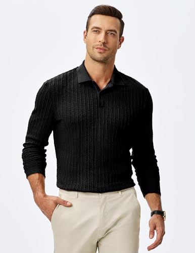Image of JMIERR Mens Casual Polo Shirt Summer Short Sleeve Vacation Button Beach Knit Stretchy Golf Shirts