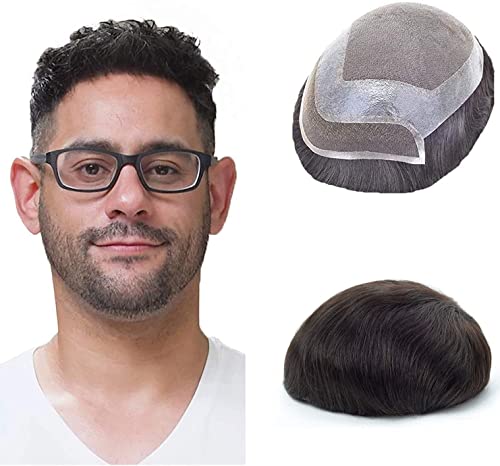 Lordhair Human Hair Toupee for Men Natural Hairline French Lace Front with Skin Perimeter Men's Hair System