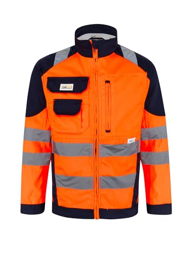 Generisch CraftGear Arbeitsjacke Herren Herbst - Reflektierende Hi-Vis Jacke Arbeitskleidung Warnschutzjacke Männer - XXL Regular Orange