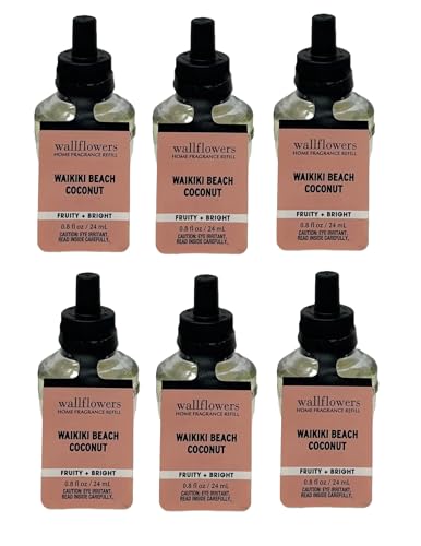 Bath and Body Works Wallflower Refills Home Fragrance - Pack of 6 (Waikiki Beach Coconut)