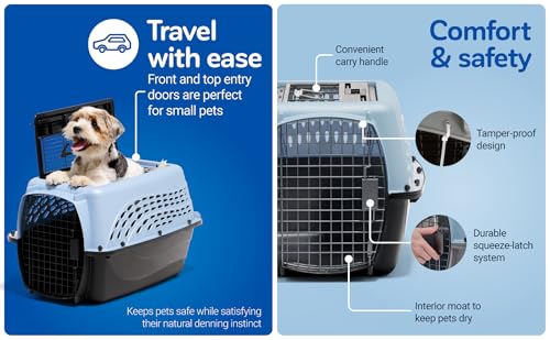 Petmate Dog Crates for Small Dogs & Cat Carriers, Two-Door Plastic Pet Kennel, Top & Front Loading, Made in USA, 24" For Pets Up To 15 lb, Pearl Tan by Petmate - Used condition - Image 9