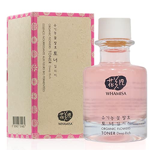 Whamisa Natural Fermentation Organic Flowers Essence Toner Deep Rich 1.1 Fl Oz / 33.5ml - BDIH Certified, Original Dermatest Excellent, Vegan, Alcohol-Free Toner, Eco-Friendly Package