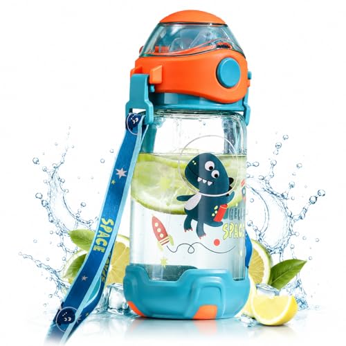Kids Water Bottle with Straw Toddlers Reusable Travel Water Bottle BPA-Free Leak-Proof Drinking Bottle for School Kids Girls Boys