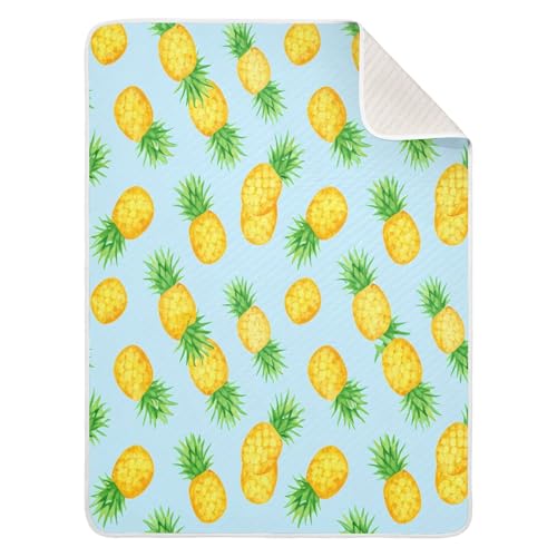 Burbuja Pineapples Baby Blanket for Boys Girls, Nursery Soft Warm Swaddling Receiving Baby Blankets, 30x40 in Toddler Blanket