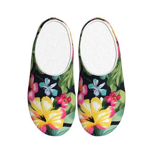 Pantoufles d'hiver chaudes antidérapantes EdWal à motif floral pour intérieur