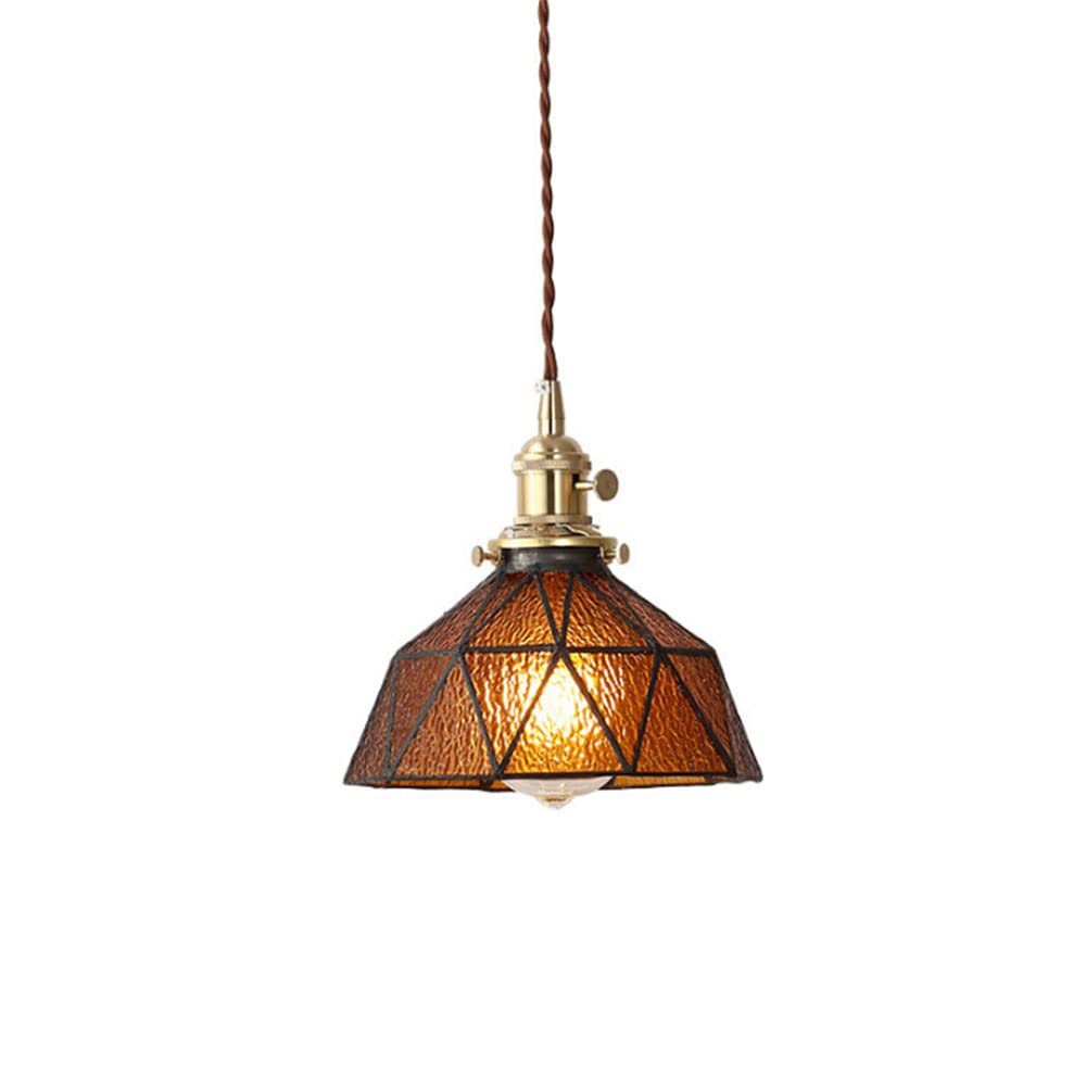 Lámpara de cristal retro con base de cobre para iluminación elegante de comedor 6