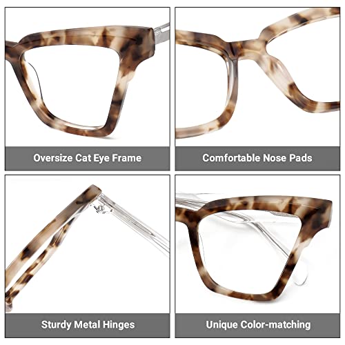Image of Zeelool Vintage Cat Eye Glasses for Women with Non-prescription Clear Lens Andrea JGA305500-02 Light-Tortoise