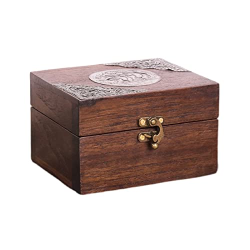 SLZHEE Joyero de madera de alta calidad, caja de joyería retro de lujo, caja de almacenamiento multifunción hecha a mano de teca