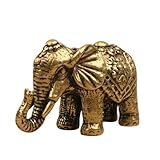 Yahu Lando Solid Brass Miniature Elephant Statue,Brass Animals Figurine Decorative, Good Luck Symbol, Ideal Collection Gift，2.05'× 1.14'(1pcs Elephant)