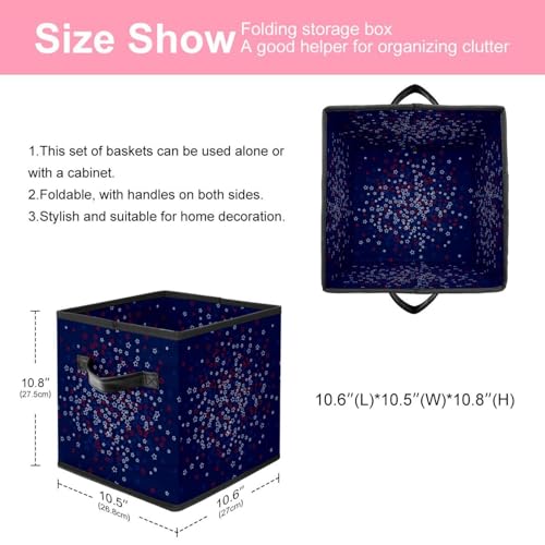 Boîte de rangement cube pliable en tissu bleu motif étoiles