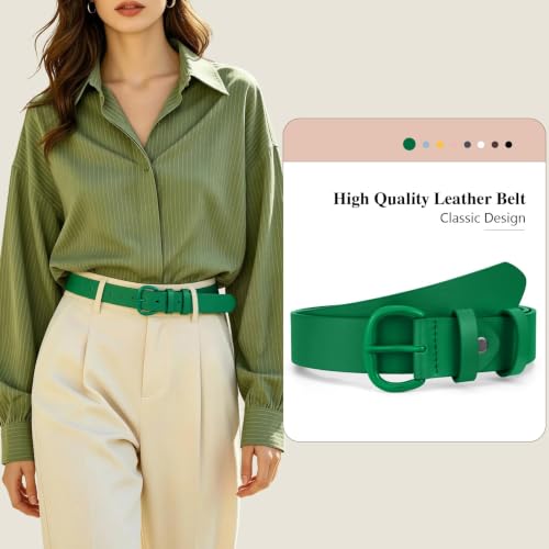 Image of WHIPPY Women Leather Belt for Jeans Pants Dresses Black Ladies Waist Belt with Pin Buckle