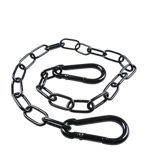 wilcractk Chaîne Noire en Acier 0.6m Collier en Acier Inoxydable Chaîne à Maillons avec Mousqueton Chaîne Ronde Acier Inoxydable Pour Portails Clôtures, Portes de Jardin, Suspension de Lustres (Noir)