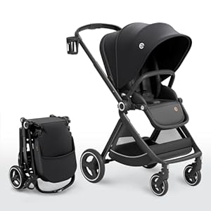ELITTLE Buggy Gegen Fahrtrichtung(Schwarz),EMU Kinderwagen Faltbar,Buggy bis 25kg, Wendesitz Kinderwagen mit Liegefunktion,Automatische Schwerpunktverstellung, für Klein von 0 bis