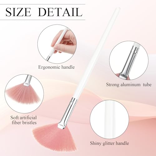 Image of 9 Pieces Facial Fan Mask Brushes, Soft Facial Applicator Brushes Tools for Peel Glycolic Makeup for Mud Cream(Pink,Yellow,White)