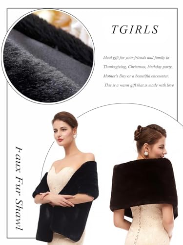 Tgirls Women's Wedding Faux Fur Shawl and Wrap Bridal Fur Stole Fur Scarf for Bride and Bridesmaids3