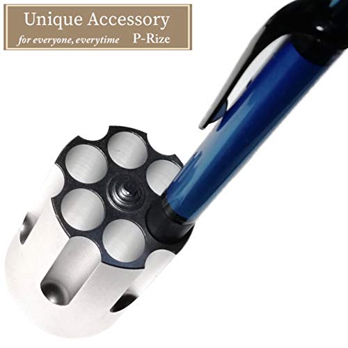 (P-Rize) ペン立て リボルバー シリンダー 型 メタル 金属 製 穴直径 1cm 6箇所 ペン スタンド ミリタリー (ブラック) 7枚目