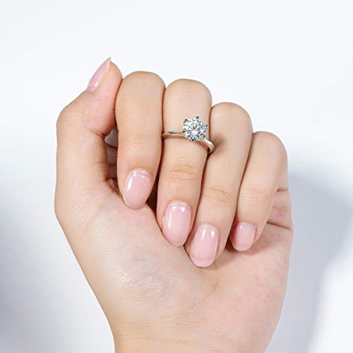 AINUOSHI 0.5/1/2/3 Carat Moissanite Rings for Women, 925 Sterling Silver Solitaire Round Cut Engagement Wedding Band D-E Color Grade Anniversary Jewelry Gift for Her4