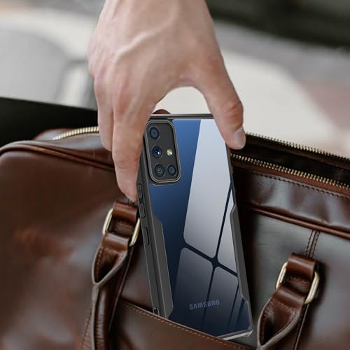 Image of A rtistque Clear Hard Transparent Acrylic Armor Anti-Drop Shockproof TPU Edge Back Cover Case for Samsung Galaxy M51 - Black