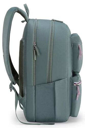 Image of American Tourister Riley | Laptop Backpack | 15.6 inch Laptop Bag | 2 Compartments + 2 Front Pockets | Unisex | Green | 1 Year Global Warranty