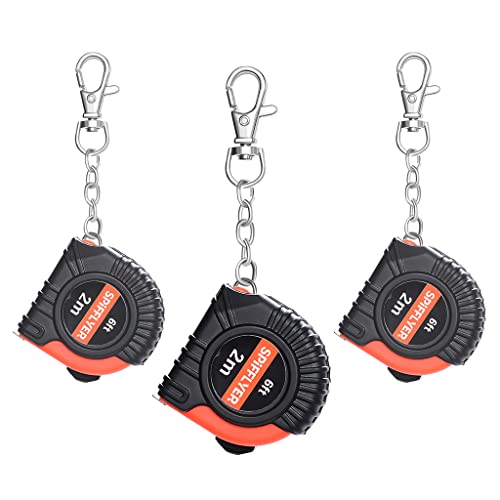 Pack de 3 cintas métricas mini retráctiles de 6ft 2m miniatura 1