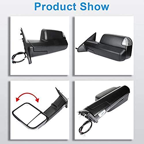 Eccpp Towing Mirror Replacement Fit For Dodge For Ram 1500 2500 3500 Power Heated Led Puddle Signal Pair Mirrors 2009-2016 #TOP4