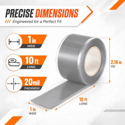 Image of Self-Fusing Silicone Tape Waterproof for Outdoor Use1 x 10' 4-Pack | Gray Plumbers Tape, Pipe Leak Repair & Wrap, Conduit Sealing, High Temp Electrical Tape Insulating, Coax And Tool Fixation