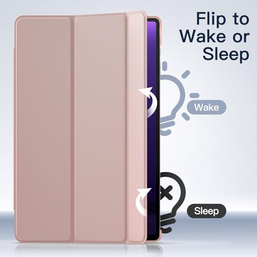 Image of JETech Case for Samsung Galaxy Tab S10 Lite / S10 FE / S9 FE 10.9-Inch, Slim Translucent Back Tri-Fold Stand Protective Tablet Cover, Support S Pen Charging, Auto Wake /Sleep (Rose Gold)