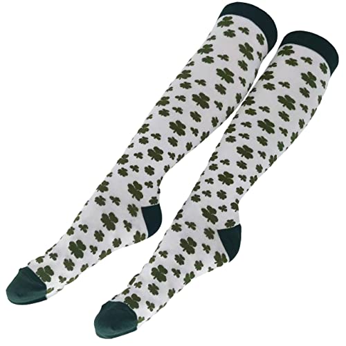 BaHoki Essentials St. Patrick's Day Socks - Knee High Irish Green - Shamrock and Clover Socks