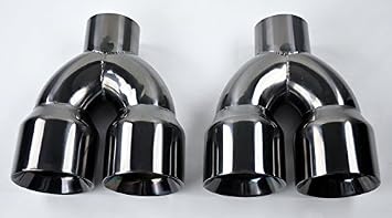 Dual 4.0 Quad Style Titanium Finish Exhaust Tips for Dodge Challenger 2008-2023
