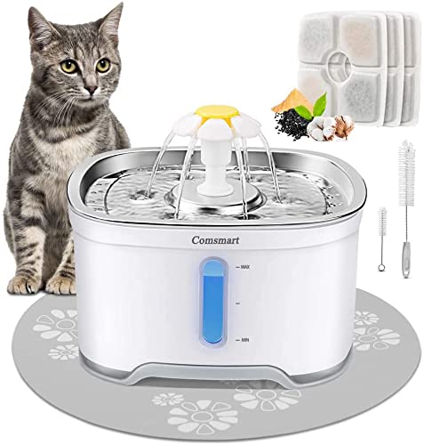 image for Comsmart Cat Water Fountain, Stainless Steel Intelligent Pet Fountain 