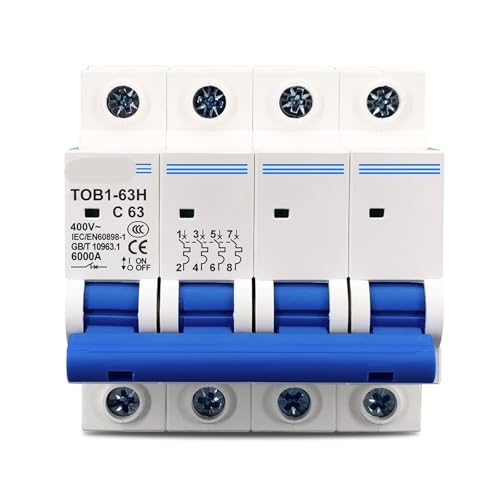 Disjoncteur tétrapolaire TOB1-63 courbe C protégeant les circuits 400V 6A - 3