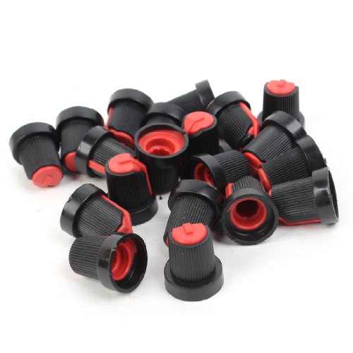 uxcell 20 Pcs 6 mm Knurled Shaft Insert Dia Potentiometer Control Knobs Red