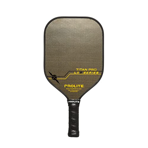 LX Series Pickleball Paddles | Hyperweave Carbon Fiber Pickleball Paddle | 14mm Poly Core | Pickleball Rackets Made in The USA Since 1984 (Titan Pro LX, Gold Fibers)
