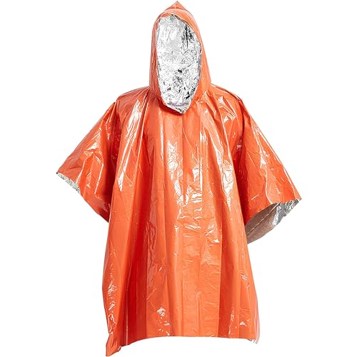 Image of ELK Emergency Poncho 4-Pack - Heat Retention, Mylar Reversible Thermal Raincoat Blanket, Reflective for Increased Visibility - Outdoor Camping Survival Gear