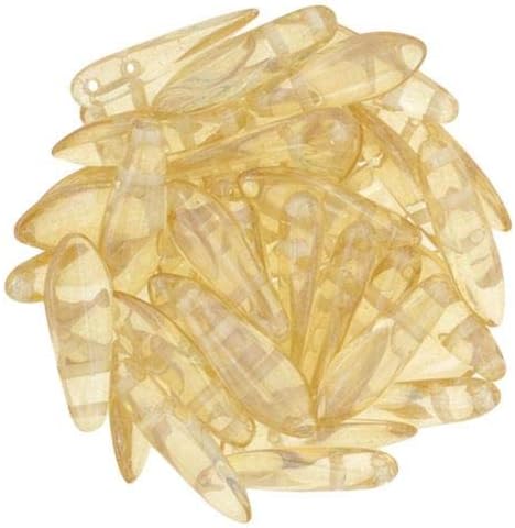 Czechmate Dagger Glass Czech Two Hole Bead,Luster - Tr Champagne (25 Beads)