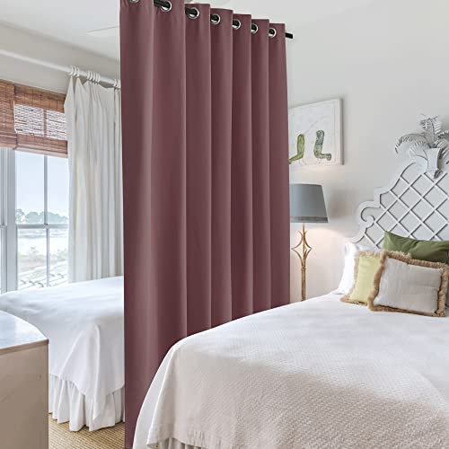 Image of RYB HOME Privacy Room Divider Curtains for Office Bedroom Separation Sound Proof Blanket for Doorway Patio Sliding Glass Door Large Window Curtains Insulating Blackout, W 120 x L 96, Wild Rose