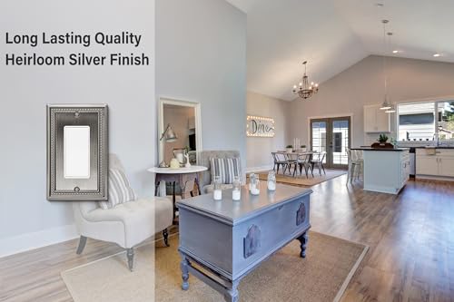 Image of Henne Bery Sunken Pearls Heavy Duty Decorative Wall Plate Switch Plate Outlet Cover (Single Decorator, 2 Pack, Heirloom Silver)