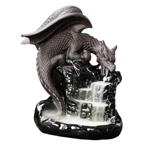 siduytin Quemador de Incienso de dragón cerámica, Adorno Decorativo con Cascada reflujo, Ideal para decoración del hogar y Regalo Coleccionable. Quemador dragón con Cascada reflujo.