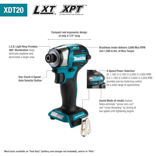 Makita 18V Lxt Lithium-Ion Brushless Cordless Quick-Shift Mode 4-Speed Impact Driver (Bare Tool) - image 2