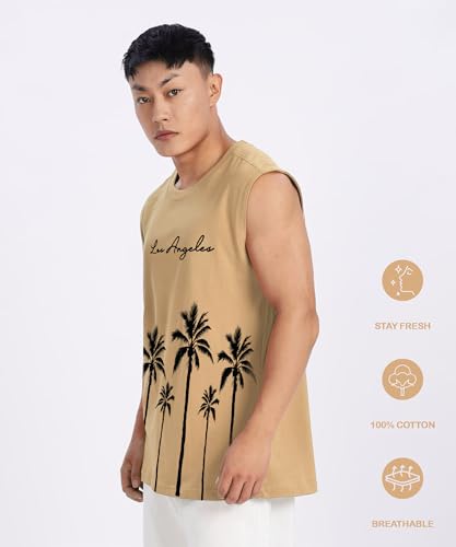 Image of SHODOX Men's 100% Cotton Tank Tops Round Neck Sleeveless Sports Loose fit Vest (Pack of 1)