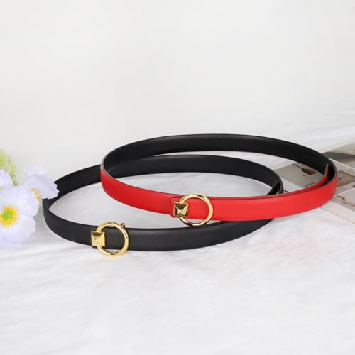 Image of Aurolran Women's Leather Belt with Buckle - Ideal for Dresses, Jeans, and Coats