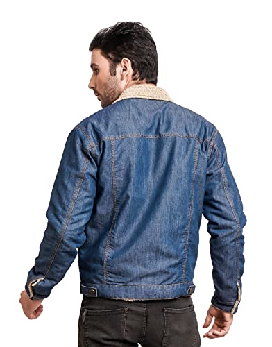 Image of Men's Winter Wear Sherpa Blue Denim Jacket
