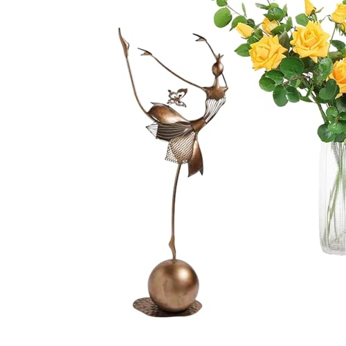 Décoration de jardin fille dansante en métal - Statues de jardin en métal - Danseur debout - Sculpture d'art moderne de ballet - Décoration en métal étanche