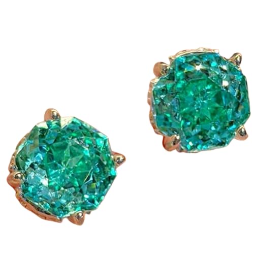 Sumpgle Art Déco Imitation Paraiba Pierres Précieuses Ensemble Pendentif Octogonal Coupe Colorée Boucles d'oreilles Bague Pierre Rose avec Accents Cadeau, Set of 3
