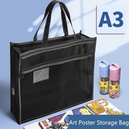 Image of Art Portfolio Bag 18 x 12 Inch, Poster Storage Bag with Handle and Zipper Organizer Transparent Bag for Posters Board, Painting Book, Bulletin Boards, Watercolor Sketchbook