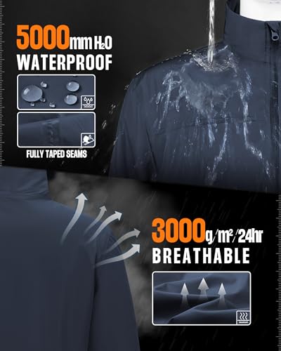 Outdoor Ventures Men's Lightweight Jackets Waterproof Fleece Lined Rain Jackets Windproof Jacket for Hiking Cycling Golf2